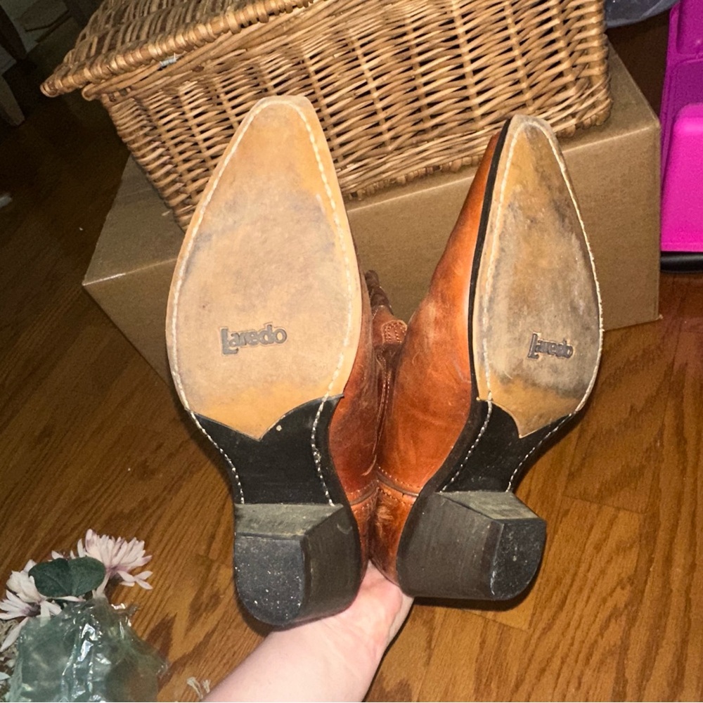 Women's Brown Embroidered Leather Western Cowboy Boots Sz 9 - Picture 12 of 12
